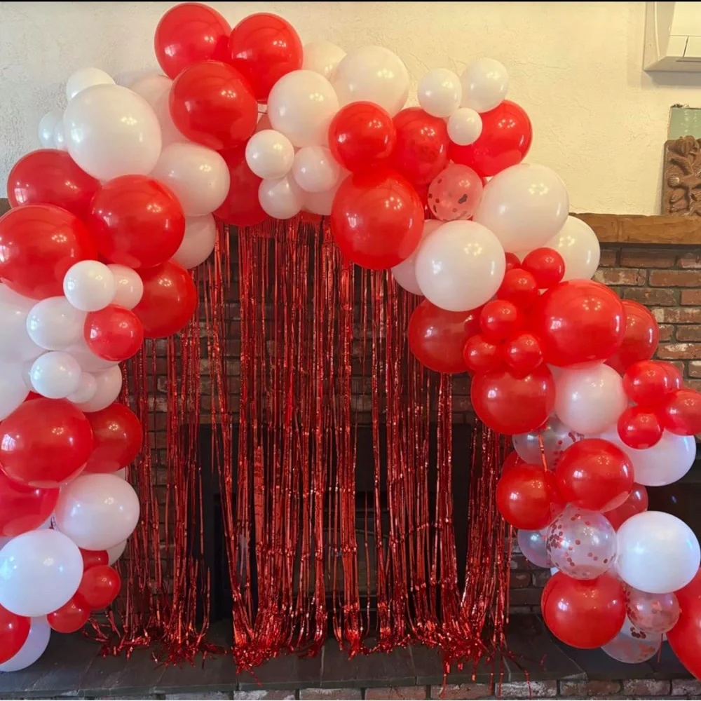 Red and White Balloon Garland Arch Kit, 124 pieces